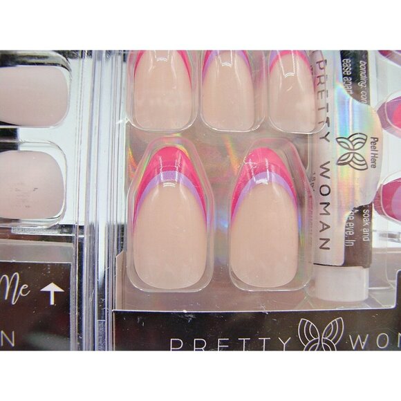 Lot 5 Pretty Woman Multi Style Faux Nails with Glue and Press On Coffin All New - Picture 5 of 11